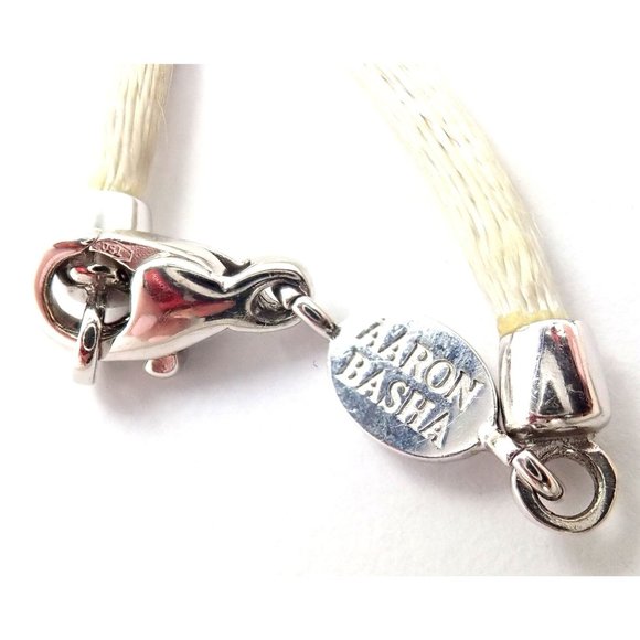 Authentic! Aaron Basha 18k White Gold Diamond Enhancer 3 Charms Spacer Necklace - Picture 3 of 10